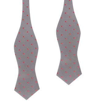 Grey with Hot Pink Polka Dots Self Tie Diamond Tip Bow Tie