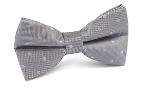 Grey with Lavender Purple Polka Dots Bow Tie