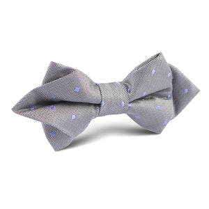 Grey with Lavender Purple Polka Dots Diamond Bow Tie