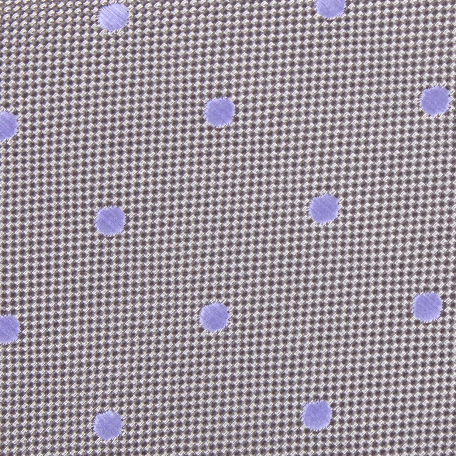 Grey with Lavender Purple Polka Dots Fabric Necktie M116