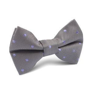 Grey with Lavender Purple Polka Dots Kids Bow Tie