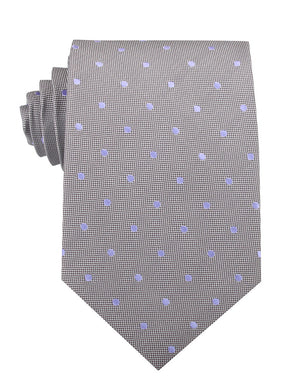 Grey with Lavender Purple Polka Dots Necktie