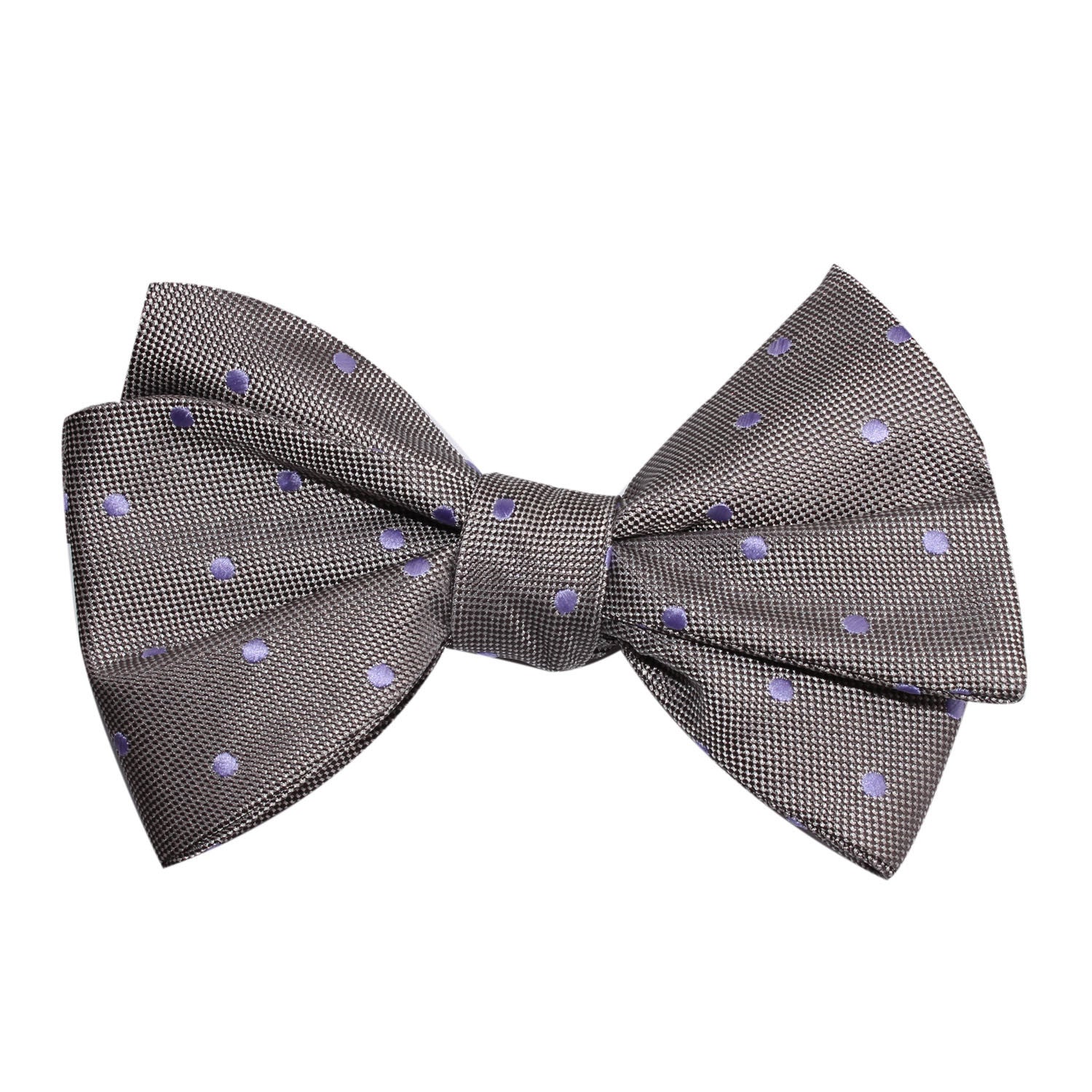 Grey with Lavender Purple Polka Dots Self Tie Bow Tie 2