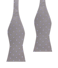 Grey with Lavender Purple Polka Dots Self Tie Bow Tie