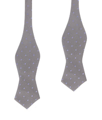 Grey with Lavender Purple Polka Dots Self Tie Diamond Tip Bow Tie