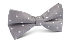 Grey with Milky White Polka Dots Bow Tie