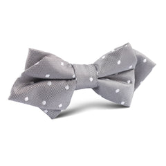 Grey with Milky White Polka Dots Diamond Bow Tie