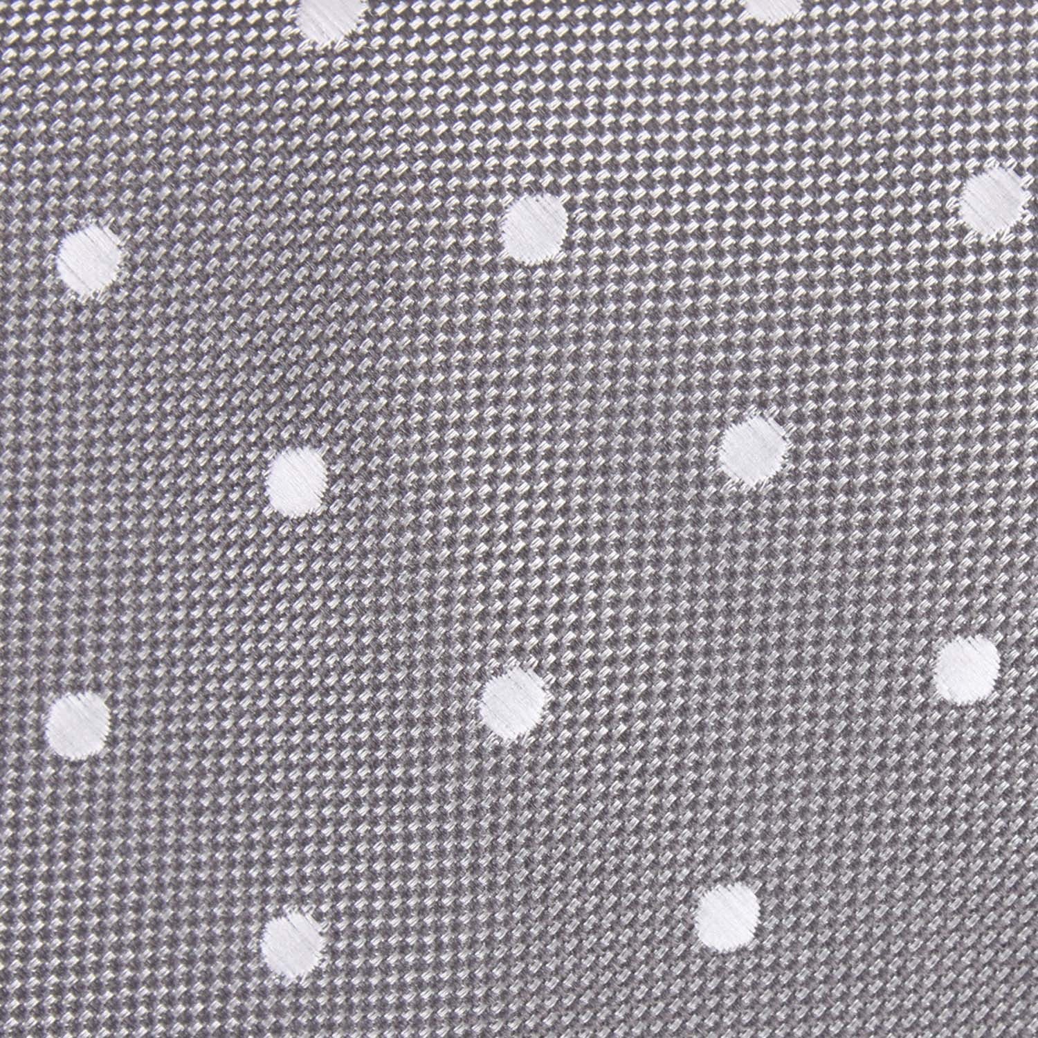 Grey with Milky White Polka Dots Fabric Necktie M120