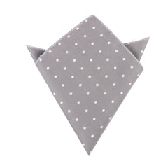 Grey with Milky White Polka Dots Pocket Square