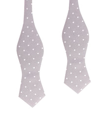 Grey with Milky White Polka Dots Self Tie Diamond Tip Bow Tie