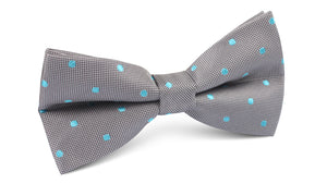 Grey with Mint Blue Polka Dots Bow Tie