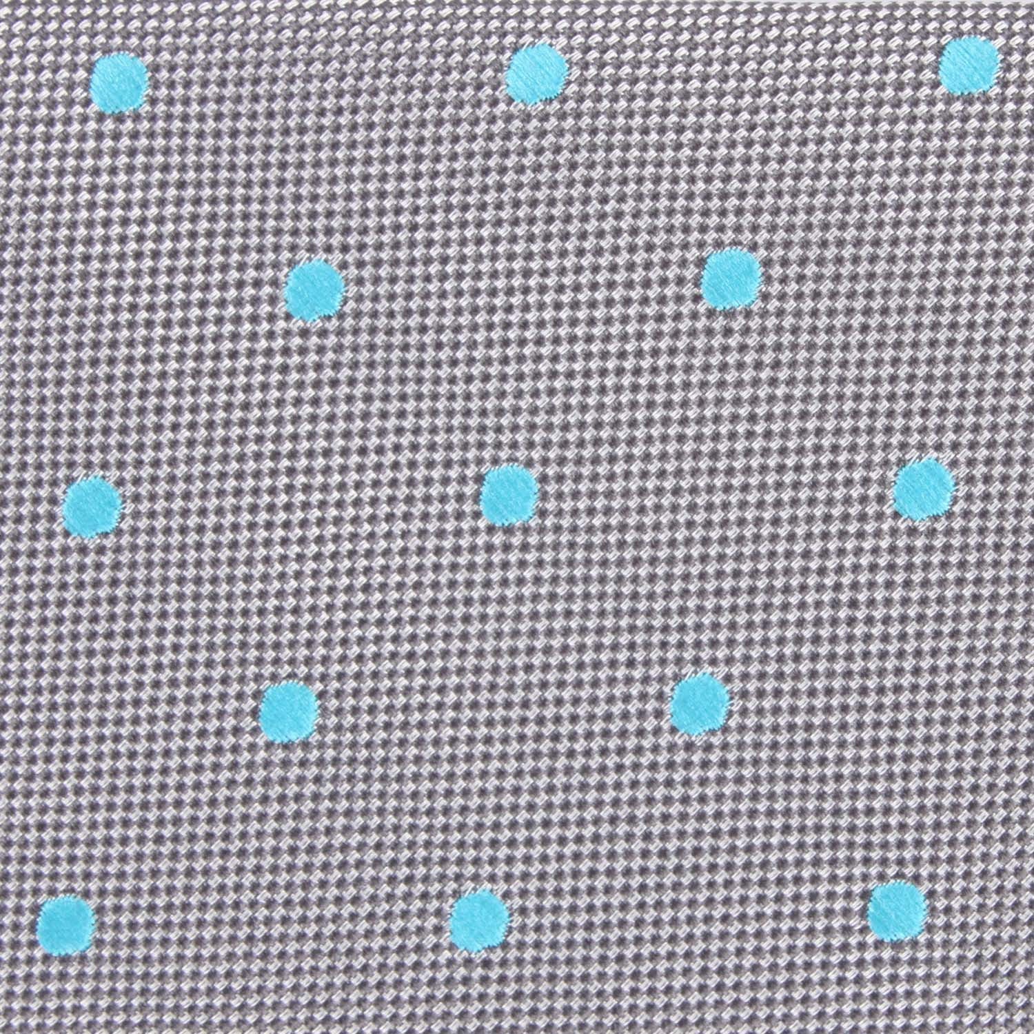 Grey with Mint Blue Polka Dots Fabric Bow Tie M115