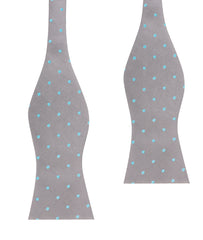 Grey with Mint Blue Polka Dots Self Tie Bow Tie