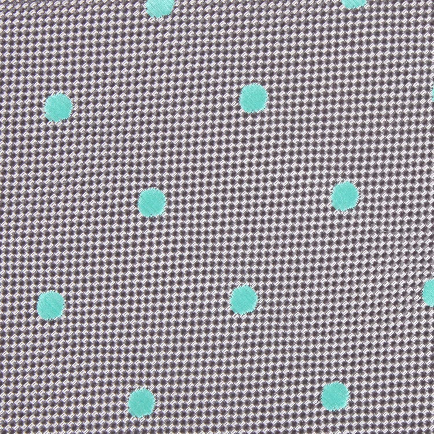 Grey with Mint Green Polka Dots Fabric Bow Tie M114