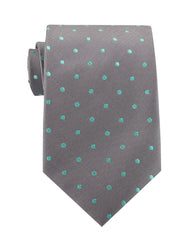 Grey with Mint Green Polka Dots Necktie | Men's Business Casual Ties | OTAA