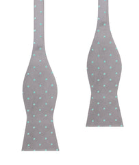 Grey with Mint Green Polka Dots Self Tie Bow Tie