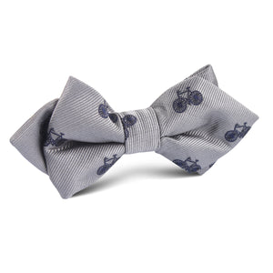 Grey with Navy Blue French Bicycle Diamond Bow Tie