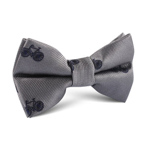 Grey with Navy Blue French Bicycle Kids Bow Tie