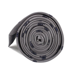 Grey with Navy Blue French Bicycle Necktie Side Roll
