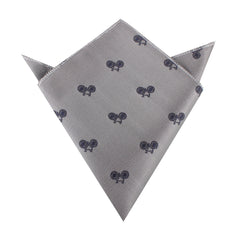 Grey with Navy Blue French Bicycle Pocket Square
