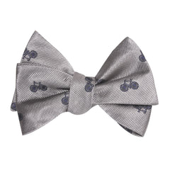 Grey with Navy Blue French Bicycle Self Tie Bow Tie 2