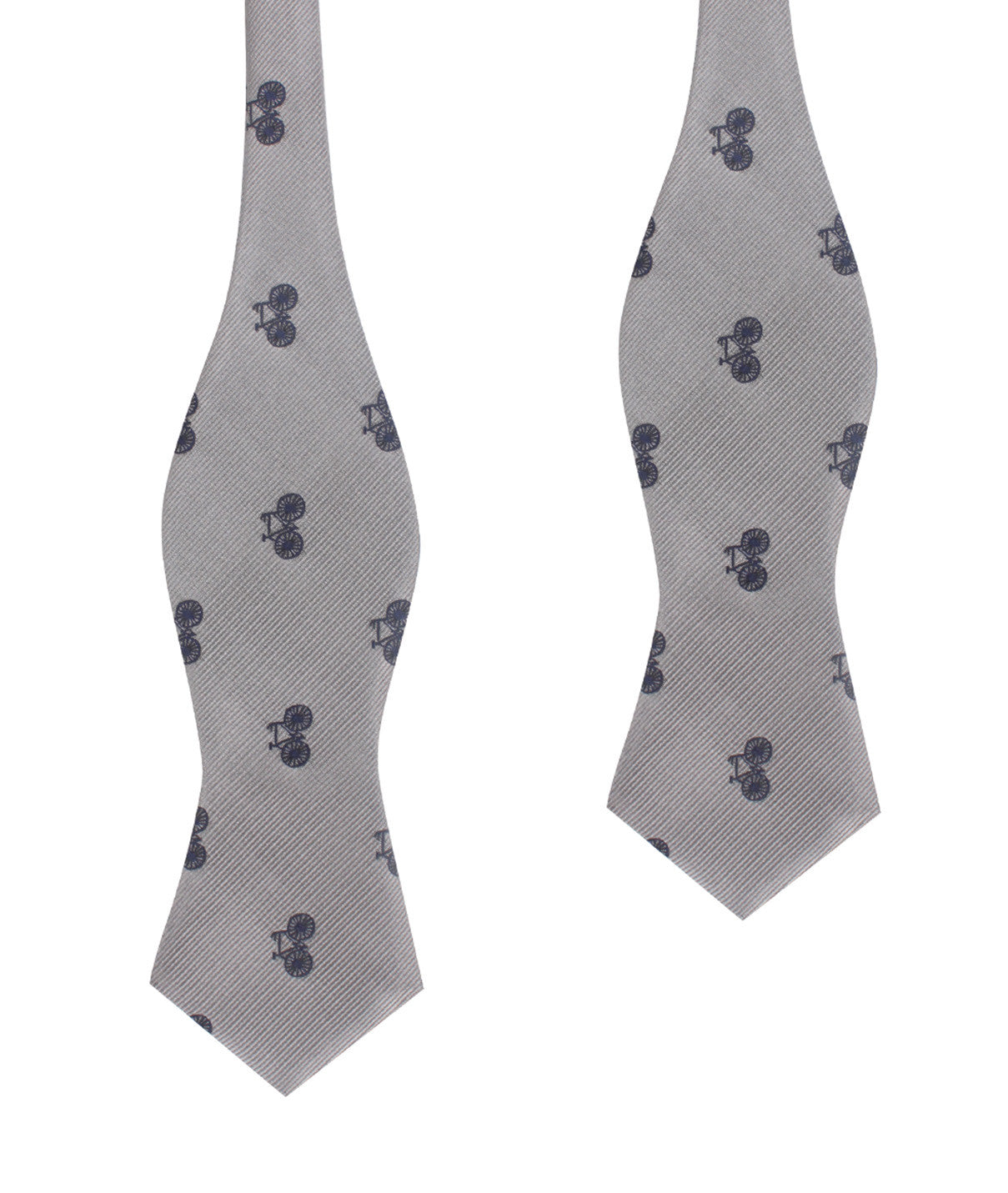 Grey with Navy Blue French Bicycle Self Tie Diamond Tip Bow Tie