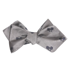 Grey with Navy Blue French Bicycle Self Tie Diamond Tip Bow Tie 1