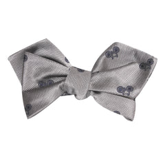 Grey with Navy Blue French Bicycle Self Tie Diamond Tip Bow Tie 2