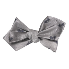 Grey with Navy Blue French Bicycle Self Tie Diamond Tip Bow Tie 3