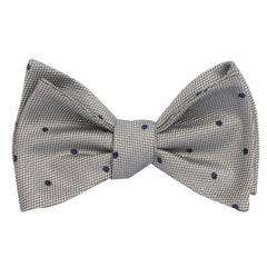 Grey with Navy Blue Polka Dots - Bow Tie (Untied) 1