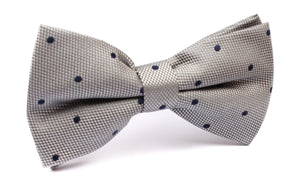 Grey with Navy Blue Polka Dots - Bow Tie