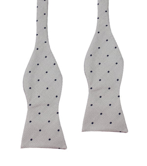 Grey with Navy Blue Polka Dots - Bow Tie (Untied)