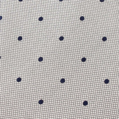 Grey with Navy Blue Polka Dots Fabric Kids Bow Tie X518