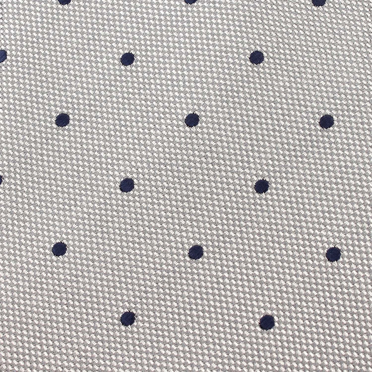 Grey with Navy Blue Polka Dots Fabric Skinny Tie X518