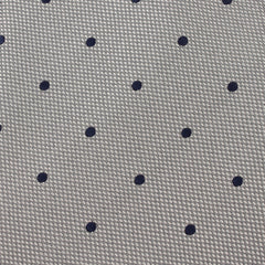Grey with Navy Blue Polka Dots Tie Fabric