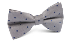 Grey with Oxford Navy Blue Polka Dots Bow Tie