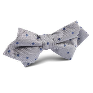 Grey with Oxford Navy Blue Polka Dots Diamond Bow Tie