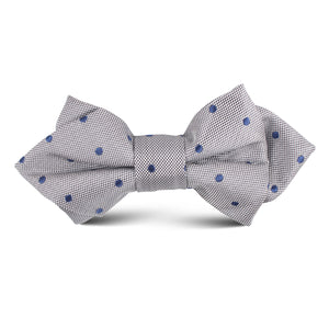 Grey with Oxford Navy Blue Polka Dots Kids Diamond Bow Tie