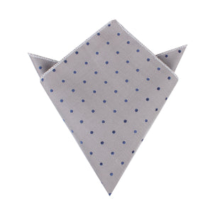 Grey with Oxford Navy Blue Polka Dots Pocket Square