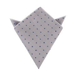 Grey with Oxford Navy Blue Polka Dots Pocket Square