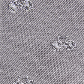Grey with White French Bicycle Pocket Square