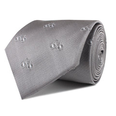 Grey with White French Bicycle Necktie Front Roll