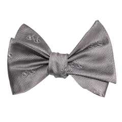 Grey with White French Bicycle Self Tie Bow Tie 2