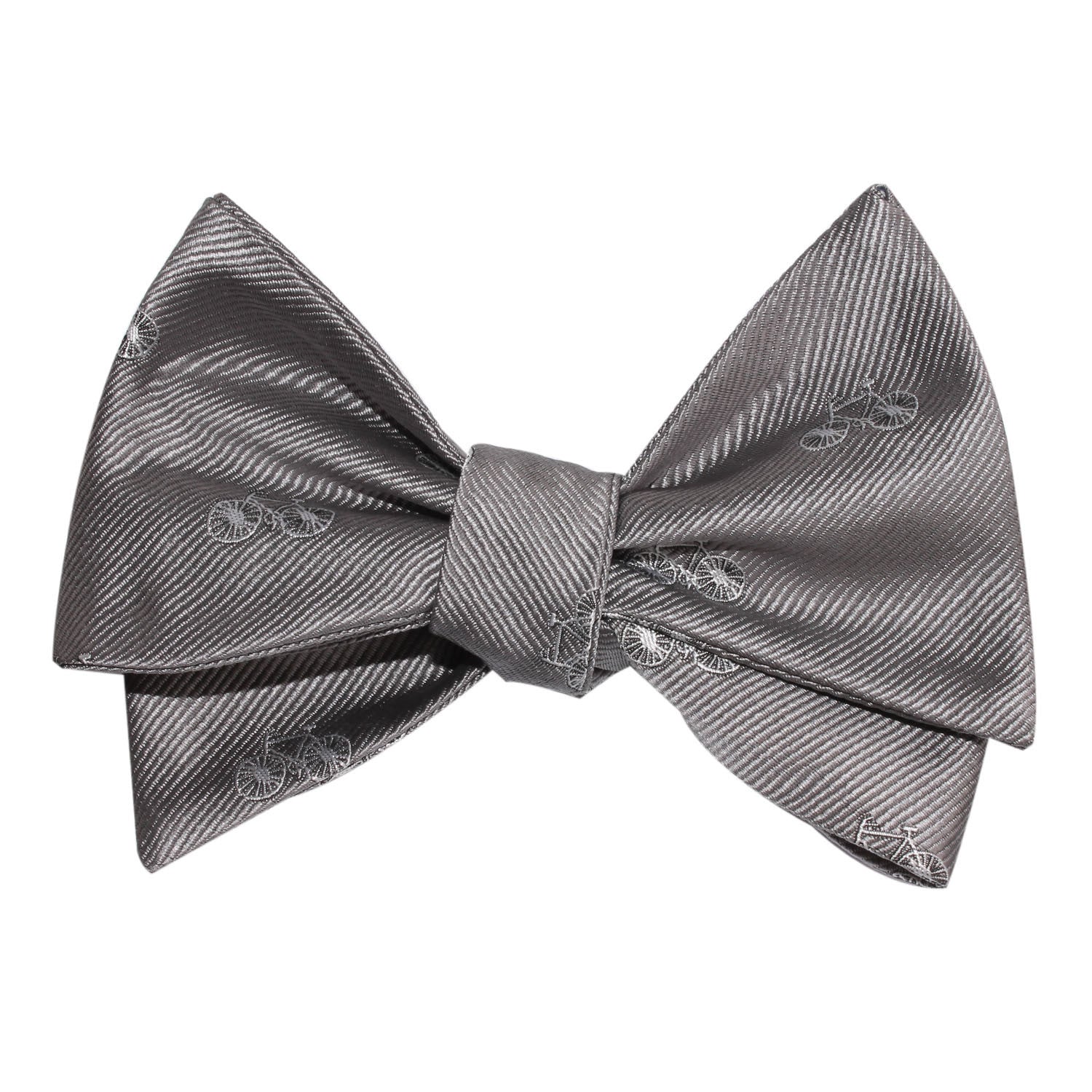 Grey with White French Bicycle Self Tie Bow Tie 3
