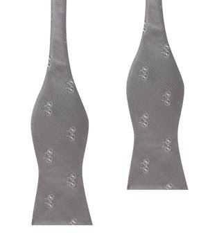 Grey with White French Bicycle Self Tie Bow Tie