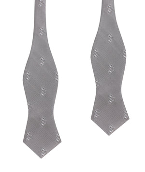 Grey with White French Bicycle Self Tie Diamond Tip Bow Tie