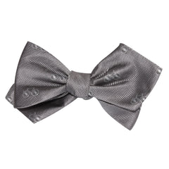Grey with White French Bicycle Self Tie Diamond Tip Bow Tie 3
