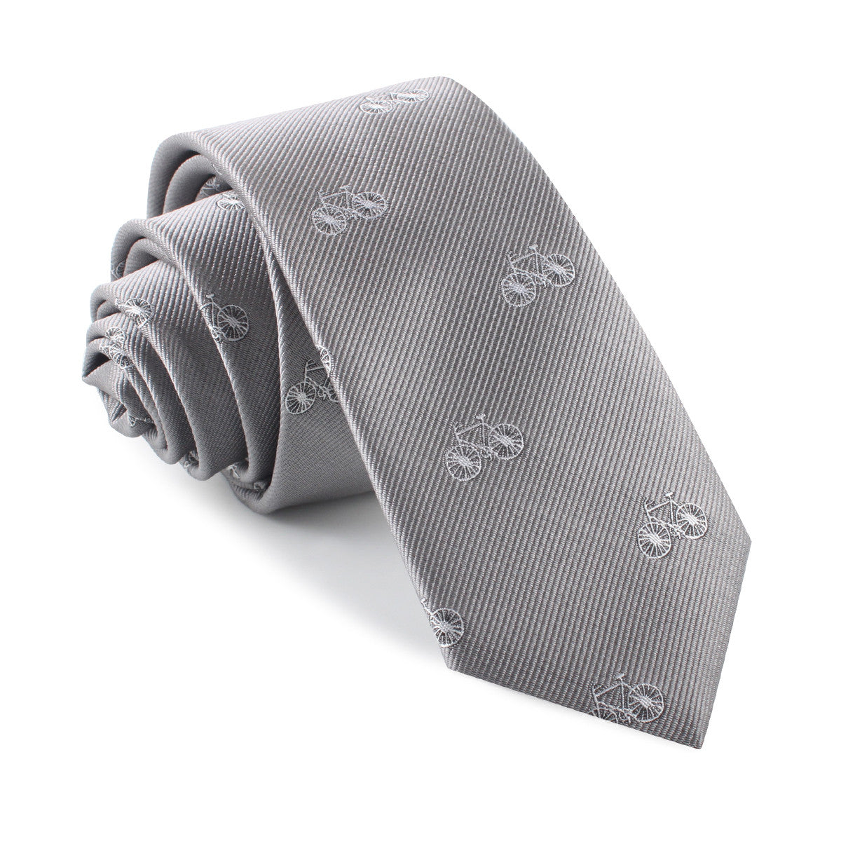 Grey with White French Bicycle Skinny Tie