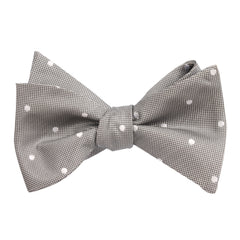Grey with White Polka Dots - Bow Tie (Untied) Self tied knot by OTAA