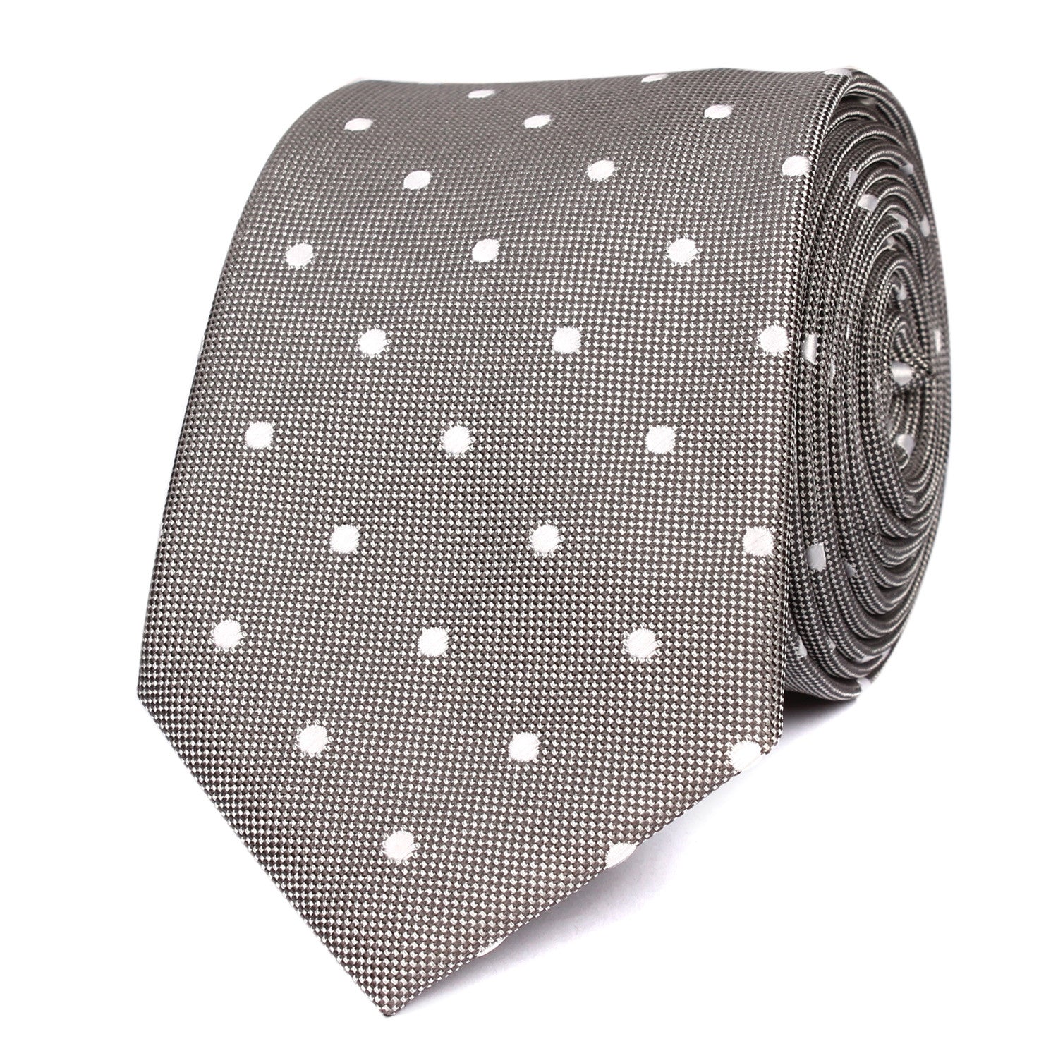 Grey with White Polka Dots - Skinny Tie OTAA roll